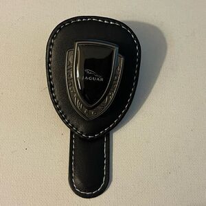 Jaguar Logo Sunglass Holder for Car Black PU Leather NWT
